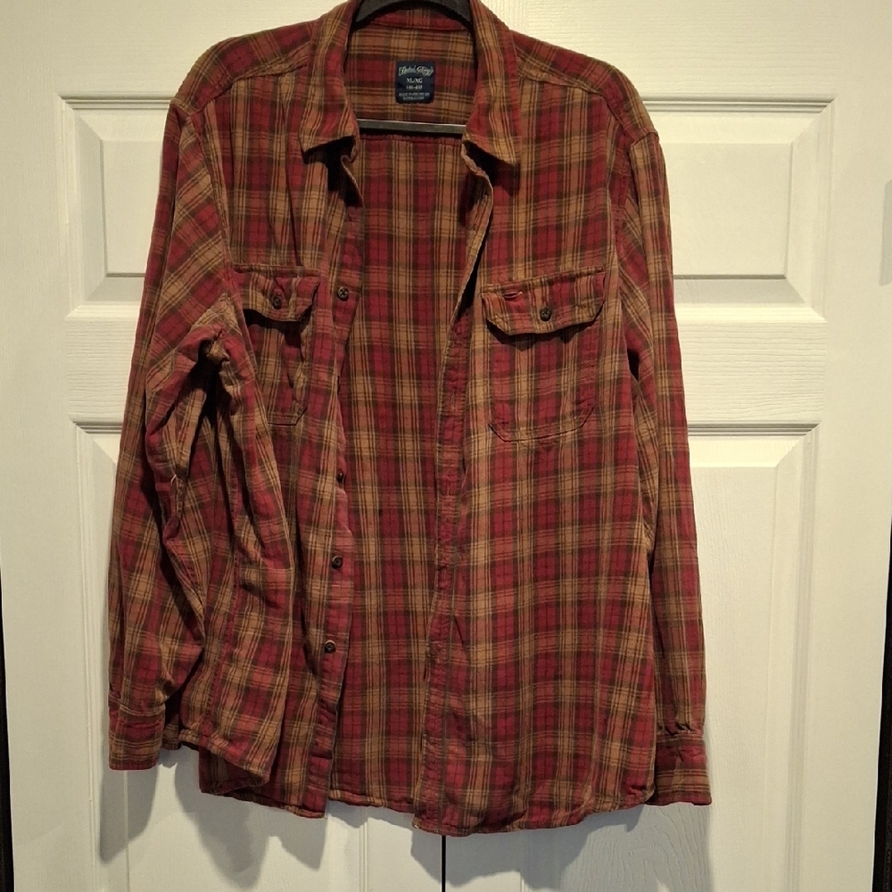 Faded Glory Red and Brown Checkered Flannel Shirt